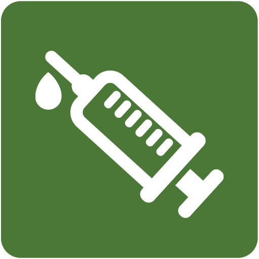 light green box with a white vaccination in it