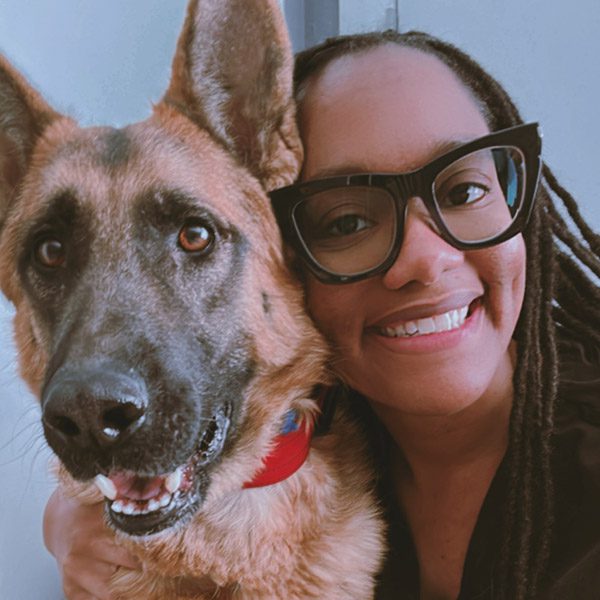 Kyley with large dog